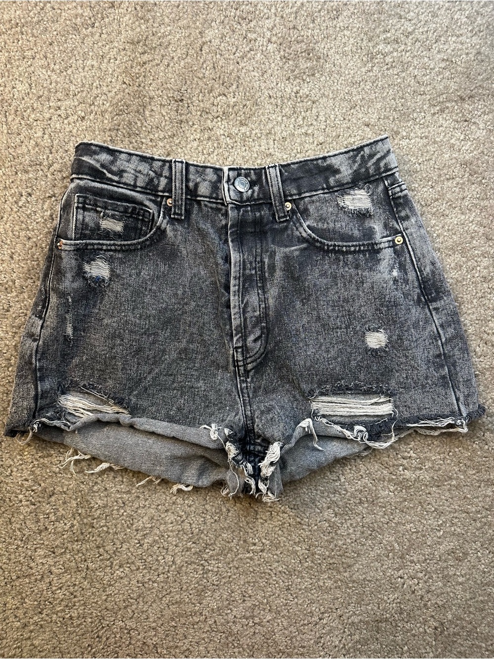 wild fable Black Washed Distressed Denim Shorts